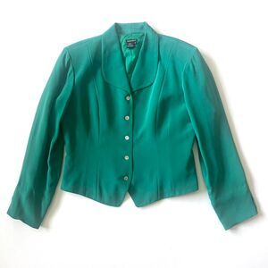 vintage green silk cropped blazer